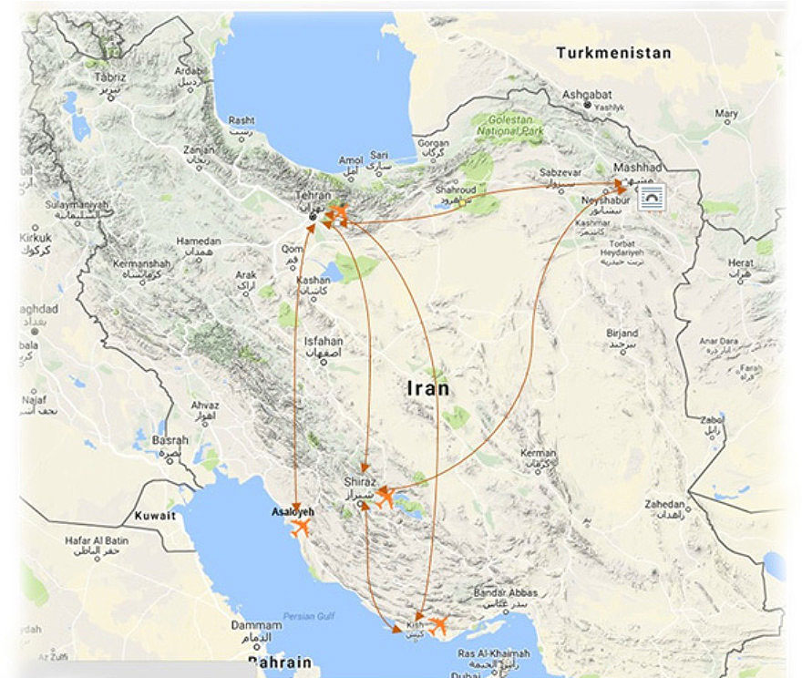 مسیرهای پروازی شرکت هواپیمایی سپهران