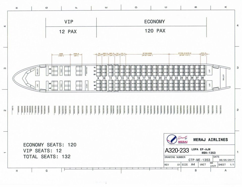 معرفی ناوگان A320-233 هواپیمایی معراج